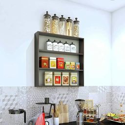 Wooden Wall Mounted Shelves for Kitchen / Kitchen Storage Shelf / Wall Shelf / Kitchen Shelf for Home / Kitchen Wall Shelf / Kitchen Wall Rack (24x24 Inches, Wenge) Particle Board Wall Shelf-image-2
