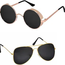 shiv UV Protection, Polarized, Gradient, Mirrored Aviator, Round Sunglasses (55)-picture-27