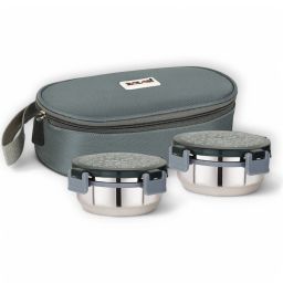 Lunch Lock 2 | Grey | 2 Airtight Stainless Steel Containers | Insulated Bag 2 Containers Lunch Box-picture-15