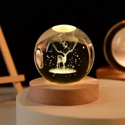 3D Galaxy Deer Crystal Ball Night Lamp Night Light Led Glass BallUSB Night Lamp-12