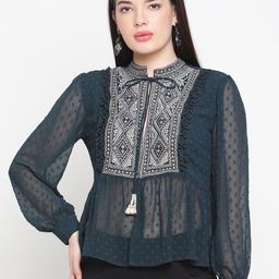 Amagyaa Ethnic Motifs Embroidered Tie-Up Shrug-34