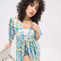 DressBerry Floral Printed Party Longline Open Front Shrug-image-98