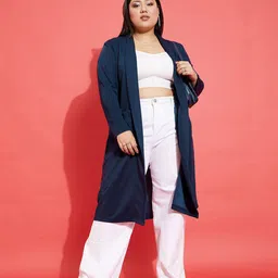 SASSAFRAS Curve Plus Size Longline Open Front Shrug-27