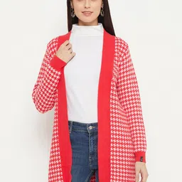 CREATIVE LINE Self Design Woollen Open Front Longline Shrug-6