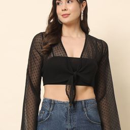 Trend Arrest Self Designed Crop Tie-Up Shrug-52