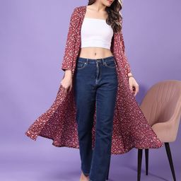 SCORPIUS Floral Printed Longline Shrug-35