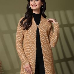 Juelle Geometric Printed Longline Open Front Shrug-4