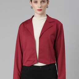 SHOWOFF Notched Lapel Collar Cotton Open Front Shrug-25