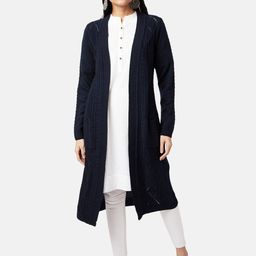 RANGMANCH BY PANTALOONS Women Blue Longline Acrylic Shrug-37