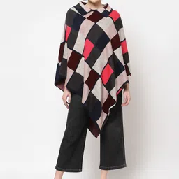 513 Women Pink & Red Colourblocked Lapel Shrug-image-26