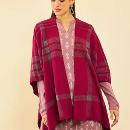 Soch Maroon Checked Acrylic Open Front Shrug image 1