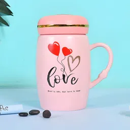 Giftii Pink & Red Printed Ceramic Glossy Mugs 450 ML-26