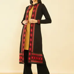 Soch Geometric Self Design Acrylic Open-Front Longline Shrug-24