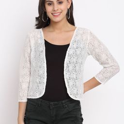 Rute Women White Self Design Shrug-52