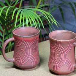 Unravel India Red 2 Pieces Textured Ceramic Matte Mugs-image-98