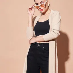 SASSAFRAS BASICS Women Ribbed Open Front Longline Shrug-46
