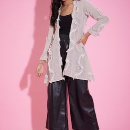 DressBerry Self Design Linen Longline Shrug-55