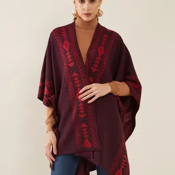 Soch Women Maroon & Red Printed Shrug-picture-14