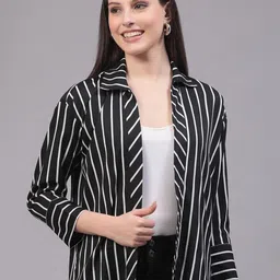 Style Quotient Striped Open Front Shrug-19