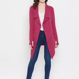 Hypernation Women Fuchsia Longline Pure Cotton Monochrome Shrug-picture-21