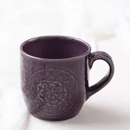 Fabindia Purple 1 Piece Textured Ceramic Glossy Mug-300ml-11