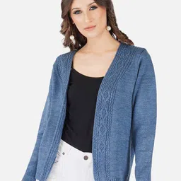 JoE Hazel Women Blue Self Design Shrug-43