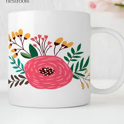 nestroots White & Green Floral Printed Dishwasher Safe Stoneware Glossy Mug 350 ml-picture-15