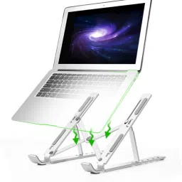 Balranald Adjustable Laptop Stand Foldable Portable Compatibl Aluminium Floor and Desk Stand Laptop Stand with Adjustable Height Compatible with Universal Laptops-17