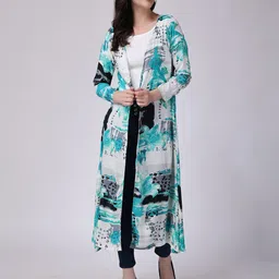 SCORPIUS Abstract Printed Chiffon Longline Shrug image 4