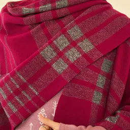 Soch Maroon Checked Acrylic Open Front Shrug image 2
