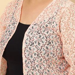 UnaOne Plus Size Self Design Cotton Open Front Shrug image 3