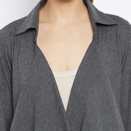 Hypernation Women Charcoal Open Front Shrug image 5