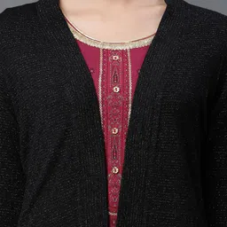 AURELIA Winter Gilet Self Design Open Front Shrug image 4
