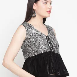 Amagyaa Self Design Embellished Tie-Up Shrug image 3