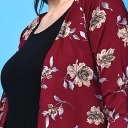 SCORPIUS Floral Printed Longline Crepe Open Front Shrug image 3