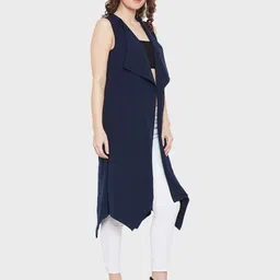 Hypernation Sleeveless Front Open Longline Asymmetric Hem Pure Cotton Shrug image 3