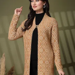 Juelle Abstract Printed Longline Open Front Shrug image 5