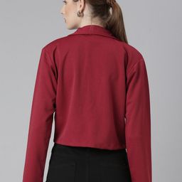 SHOWOFF Notched Lapel Collar Cotton Open Front Shrug image 4