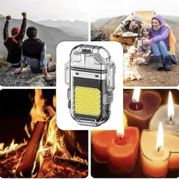 spikarust USB Rechargeable 2in1 Dual Arc Cigarette Lighter with Torch Pocket Lighter USB Rechargeable 2in1 Dual Arc Windproof Flameless Cigarette Lighter with Torch Pocket Lighter image 4