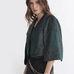 RAREISM Ethnic Printed Silk Open Front Shrug image 3