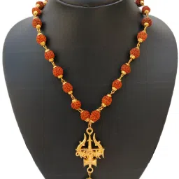 Mahakal Rudraksha Mala With Panchmukhi Beads 8-8.5 mm 36 Nos For Men Gold-plated Plated Brass Necklace-image-7