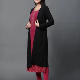 AURELIA Winter Gilet Self Design Open Front Shrug image 5