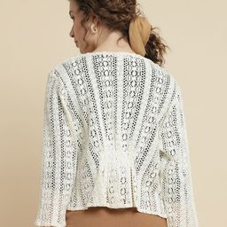 UnaOne Self Design Lace Open Front Cotton Shrug image 2