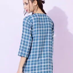 DAEVISH Checked Longline Open Front Shrug image 5