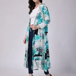 SCORPIUS Abstract Printed Chiffon Longline Shrug image 2