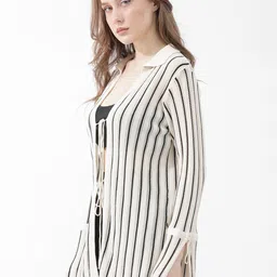 RAREISM Striped Shirt Collar Tie-Up Shrug image 5