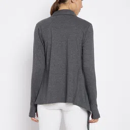 Hypernation Women Charcoal Open Front Shrug image 3