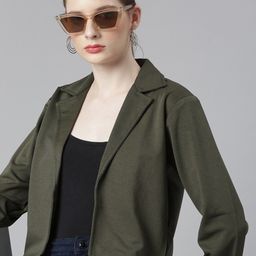 SHOWOFF Notched Lapel Collar Cotton Open Front Shrug image 3