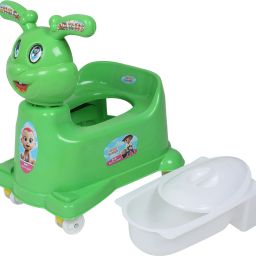 Green Rabbit Baby Potty Seat Scotter with Removable Tray and Lid with Wheels Potty Box-image-41