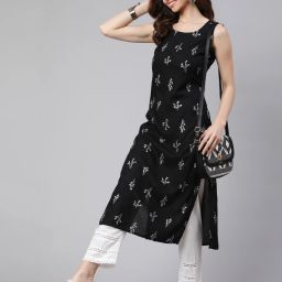 Women Printed Viscose Rayon Straight Kurta-image-38
